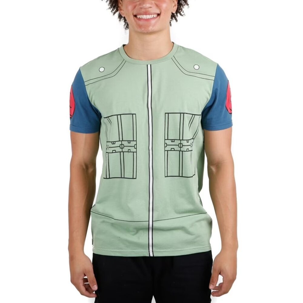 Naruto Shippuden Anime Cartoon Kakashi Cosplay Men's Graphic Tee Shirt-M